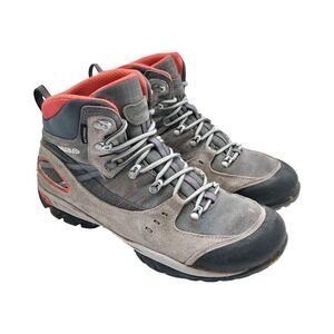 Asolo Boots Womens Size 10.5 Gray Red Suede Hiking Vibram Ankle Trail Lace Up